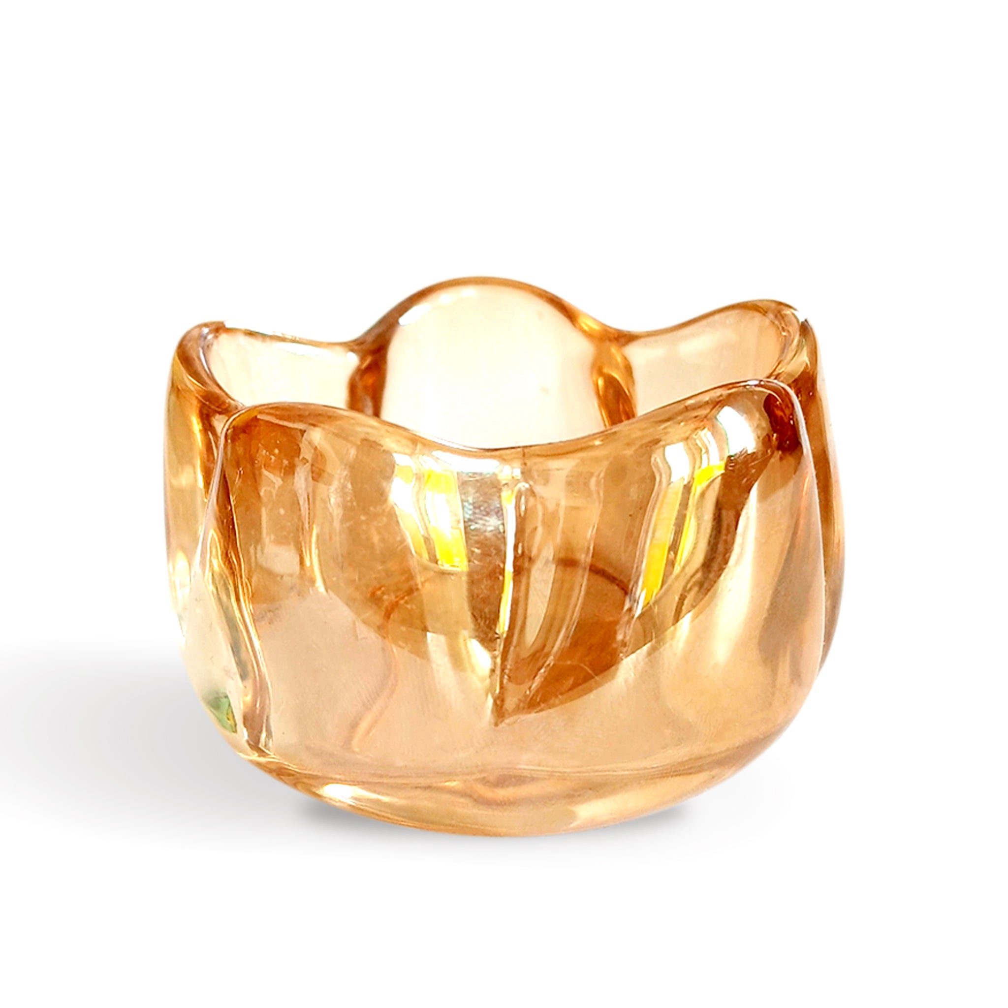 Amber Poppy Glass Holder With Candle